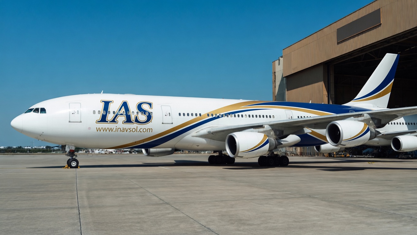 IAS-liveried Airbus A340 VVIP aircraft on the ramp — advisory services